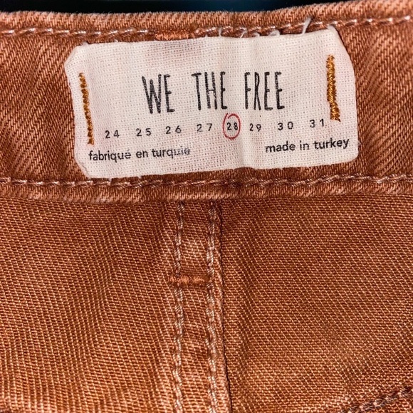 WE THE FREE FREE PEOPLE COPPER DECONSTRUCTED DENIM MINI SKIRT ORANGE DISTRESSED - Picture 3 of 10